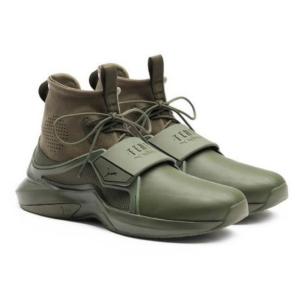 Puma Fenty Olive Green Athletic High-Top Sneakers